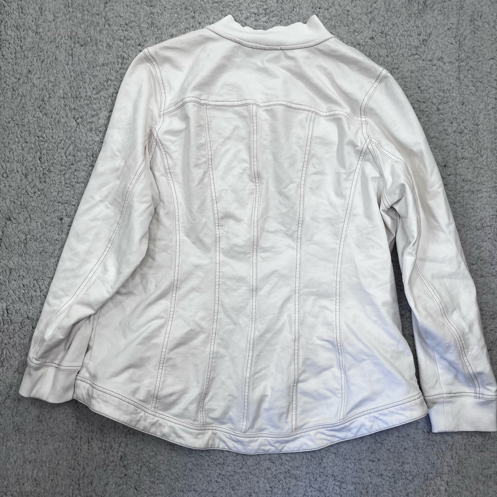 Women's D & Co White Stretchy Button Front Long Sleeve Jacket Size 1X - Picture 7 of 9